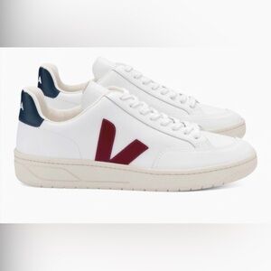 Veja Men's White Sneakers with Red and Blue Accents